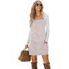CUPSHE Women Corduroy Fall Dresses Front Bib Pocket Square Neck Wide Strap Casual Overall Mini Dress(Apricot)