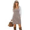 CUPSHE Women Corduroy Fall Dresses Front Bib Pocket Square Neck Wide Strap Casual Overall Mini Dress(Dark Grey)