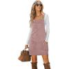 CUPSHE Women Corduroy Fall Dresses Front Bib Pocket Square Neck Wide Strap Casual Overall Mini Dress(Light Purple)