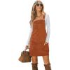 CUPSHE Women Corduroy Fall Dresses Front Bib Pocket Square Neck Wide Strap Casual Overall Mini Dress(Orange)