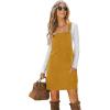 CUPSHE Women Corduroy Fall Dresses Front Bib Pocket Square Neck Wide Strap Casual Overall Mini Dress(Yellow)