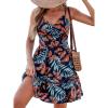 CUPSHE Women’s Floral Mini Sundress Twisted V Neck Sleeveless Short Dress Self Tie Back Summer Vacation Beach Dress(Navy Tropical)