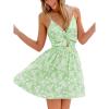 CUPSHE Women’s Floral Mini Sundress Twisted V Neck Sleeveless Short Dress Self Tie Back Summer Vacation Beach Dress(Pastel Green)