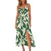 CUPSHE Women’s Long Dresses Summer Sleeveless Beach Casual Side Slit Spaghetti Straps Vacation Graduation Midi Dress(Green Printed)