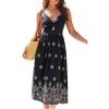CUPSHE Women’s Long Dresses Summer Sleeveless Beach Casual Side Slit Spaghetti Straps Vacation Graduation Midi Dress(Navy Floral)