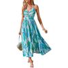 CUPSHE Women’s Long Dresses Summer Sleeveless Beach Casual Side Slit Spaghetti Straps Vacation Graduation Midi Dress(Pool Blue)