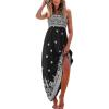 CUPSHE Women’s Maxi Dress Ditsy Floral Smocked Summer Sundress Sleeveless Ruffled Spaghetti Straps Long Beach Formal Dress(Black)