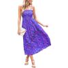 CUPSHE Women’s Maxi Dress Ditsy Floral Smocked Summer Sundress Sleeveless Ruffled Spaghetti Straps Long Beach Formal Dress(Blue Paisley)