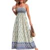 CUPSHE Women’s Maxi Dress Ditsy Floral Smocked Summer Sundress Sleeveless Ruffled Spaghetti Straps Long Beach Formal Dress(Blue Printed)