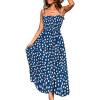CUPSHE Women’s Maxi Dress Ditsy Floral Smocked Summer Sundress Sleeveless Ruffled Spaghetti Straps Long Beach Formal Dress(Navy Dots)