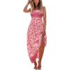 CUPSHE Women’s Maxi Dress Ditsy Floral Smocked Summer Sundress Sleeveless Ruffled Spaghetti Straps Long Beach Formal Dress(Pink Floral)