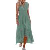 CUPSHE Women’s Maxi Dress V Neck Sleeveless Lace Tassel Smocked Waist Cover Up Beach Formal Long Dress(Mint Green)