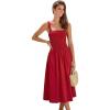 CUPSHE Women’s Smocked Flowy Maxi Dress Sleeveless Square Neck Wide Strap A Line Sundress for Summer Casual Vacation(Red)