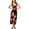 CUPSHE Womens Summer Bodycon Dress Floral Cowl Neck Sleeveless Maxi Dress Sexy Low Back Long Dress(Tan Flora)