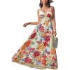CUPSHE Women’s Summer Dresses Casual Spring V Neck Sleeveless Floral Beach Vacation Long Spaghetti Strap Flowy Maxi Dress(Red Floral)