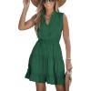 CUPSHE Womens Summer Dresses Tie Neck Sleeveless Tiered Ruffle A-Line Tunic Mini Dress(Green)