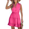 CUPSHE Womens Summer Dresses Tie Neck Sleeveless Tiered Ruffle A-Line Tunic Mini Dress(Pink)