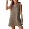 CUPSHE Women’s Summer Dresses V Neck Tie Strap Sleeveless Loose Fit Casual Mini Dress(Army Green)