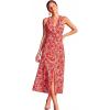 CUPSHE Women’s Summer Floral Midi Dress Sleeveless V Neck Twist Knot Front Flowy A Line Sundress for Beach Vacation(Red)