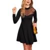 CUPSHE Women’s Winter Dresses Mock Neck Mesh A-Line Pleated Long Sleeve Cocktail Party Mini Dress(Black)