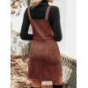 CUPSHE Faux Suede Mini Fall Dresses for Women Square Neck Pull Ring Zipper Front Pockets Wide Straps Casual Autumn Dress(Brown)