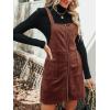CUPSHE Faux Suede Mini Fall Dresses for Women Square Neck Pull Ring Zipper Front Pockets Wide Straps Casual Autumn Dress(Brown)