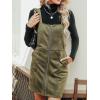CUPSHE Faux Suede Mini Fall Dresses for Women Square Neck Pull Ring Zipper Front Pockets Wide Straps Casual Autumn Dress(Dark Green)