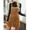 CUPSHE Faux Suede Mini Fall Dresses for Women Square Neck Pull Ring Zipper Front Pockets Wide Straps Casual Autumn Dress(Orange)