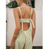 CUPSHE Maxi Jumpsuit for Women Striped Sleeveless Smocked Cutout Back Wide Leg Summer Casual Overall Romper(Green Striped)