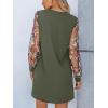 CUPSHE Mini Dresses for Women Round Neck Sheer Long Sleeve Floral Knit A Line Fall Casual Dress(Olive Green)