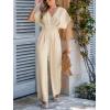 CUPSHE One Piece Jumpsuits for Women Casual Summer V Neck Batwing Sleeve Wide Leg Elegant Overalls Sexy Vacation Outfits(Beige)