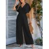 CUPSHE One Piece Jumpsuits for Women Casual Summer V Neck Batwing Sleeve Wide Leg Elegant Overalls Sexy Vacation Outfits(Black)