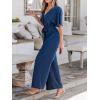 CUPSHE One Piece Jumpsuits for Women Casual Summer V Neck Batwing Sleeve Wide Leg Elegant Overalls Sexy Vacation Outfits(Dark Blue)