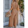 CUPSHE One Piece Jumpsuits for Women Casual Summer V Neck Batwing Sleeve Wide Leg Elegant Overalls Sexy Vacation Outfits(Khaki)