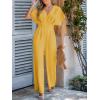 CUPSHE One Piece Jumpsuits for Women Casual Summer V Neck Batwing Sleeve Wide Leg Elegant Overalls Sexy Vacation Outfits(Sand)