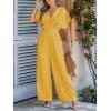 CUPSHE One Piece Jumpsuits for Women Casual Summer V Neck Batwing Sleeve Wide Leg Elegant Overalls Sexy Vacation Outfits(Sand)