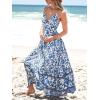 CUPSHE Summer Dress for Women V Neck Sleeveless Floral Cutout Smocked Ruffled Maxi Formal Beach Dress(Blue Floral)