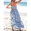 CUPSHE Summer Dress for Women V Neck Sleeveless Floral Cutout Smocked Ruffled Maxi Formal Beach Dress(Blue Floral)