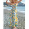 CUPSHE Summer Dress for Women V Neck Sleeveless Floral Cutout Smocked Ruffled Maxi Formal Beach Dress(Yellow Printed)