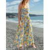 CUPSHE Summer Dress for Women V Neck Sleeveless Floral Cutout Smocked Ruffled Maxi Formal Beach Dress(Yellow Printed)