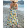 CUPSHE Summer Dress for Women V Neck Sleeveless Floral Cutout Smocked Ruffled Maxi Formal Beach Dress(Yellow Printed)