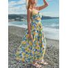 CUPSHE Summer Dress for Women V Neck Sleeveless Floral Cutout Smocked Ruffled Maxi Formal Beach Dress(Yellow Printed)