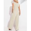 CUPSHE Summer Maxi Jumpsuit Round Neck Sleeveless Wide Leg One Piece Fall Outfit Pockets Fitted Overall Casual Maxi Romper(Apricot)