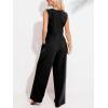 CUPSHE Summer Maxi Jumpsuit Round Neck Sleeveless Wide Leg One Piece Fall Outfit Pockets Fitted Overall Casual Maxi Romper(Black)