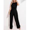 CUPSHE Summer Maxi Jumpsuit Round Neck Sleeveless Wide Leg One Piece Fall Outfit Pockets Fitted Overall Casual Maxi Romper(Black)