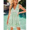 CUPSHE Swimsuit Coverup for Women Paisley Plungning V Neck Cutout Sleeveless Ruffle Beach Coverup Mini Dress(Green)