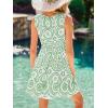 CUPSHE Swimsuit Coverup for Women Paisley Plungning V Neck Cutout Sleeveless Ruffle Beach Coverup Mini Dress(Green)