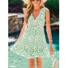 CUPSHE Swimsuit Coverup for Women Paisley Plungning V Neck Cutout Sleeveless Ruffle Beach Coverup Mini Dress(Green)