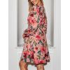 CUPSHE Women Floral Ruffle Summer Dress Surplice V Neck Long Peasant Sleeve Elastic Waist Flowy Casual Holiday Mini Dress(Dusty Rose)