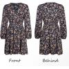 CUPSHE Women Floral Ruffle Summer Dress Surplice V Neck Long Peasant Sleeve Elastic Waist Flowy Casual Holiday Mini Dress(Multicoloured)